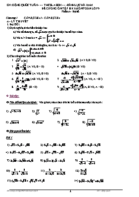 Đề cương ôn tập học kì I môn Toán khối lớp 9
